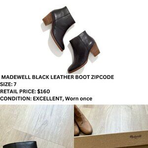 MADEWELL BLACK LEATHER BOOT ZIPCODE